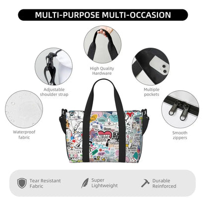 Custom Proud To Be A Nurse Grocery Shopping Tote Bag Women Big Capacity Health Care Nursing Gym Beach Travel Bags