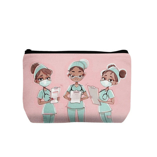 Nurse makeup bag gift, nurse zipper bags, waterproof linen makeup bags, storage bag, nurse gift - Healthcare Vibes
