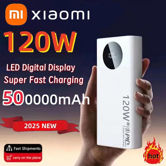 High Capacity Power Bank, Fast Charging, 120W 500000mAh Portable Battery Charger For iPhone Samsung Huawei 2025