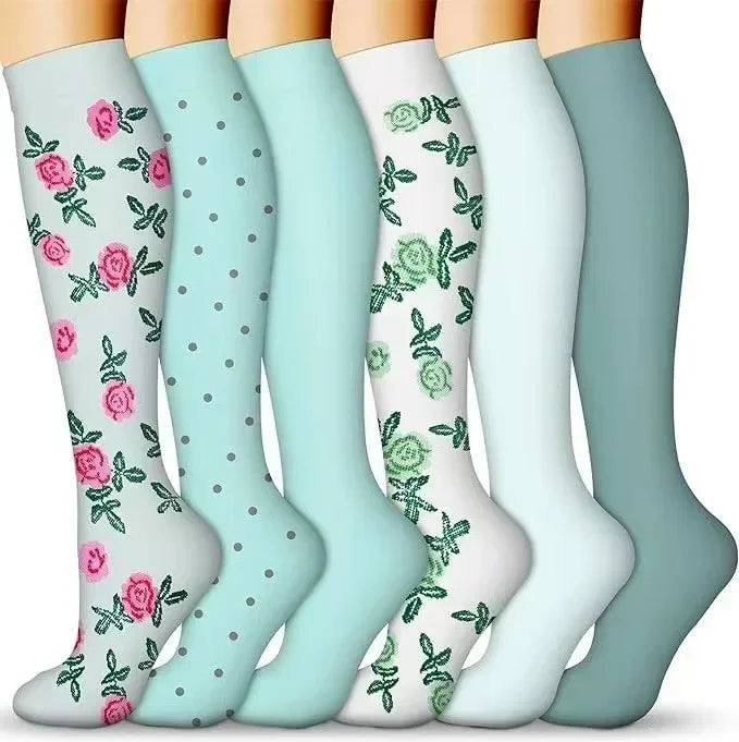 6 Pairs of Men and Women Compression Socks - Ideal for Running, Soccer, and Everyday Comfort!