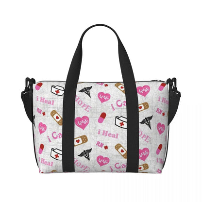 Custom Proud To Be A Nurse Grocery Shopping Tote Bag Women Big Capacity Health Care Nursing Gym Beach Travel Bags 5