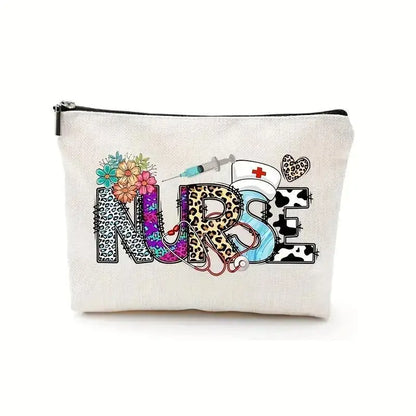 Nurse makeup bag gift, nurse zipper bags, waterproof linen makeup bags, storage bag, nurse gift - Healthcare Vibes