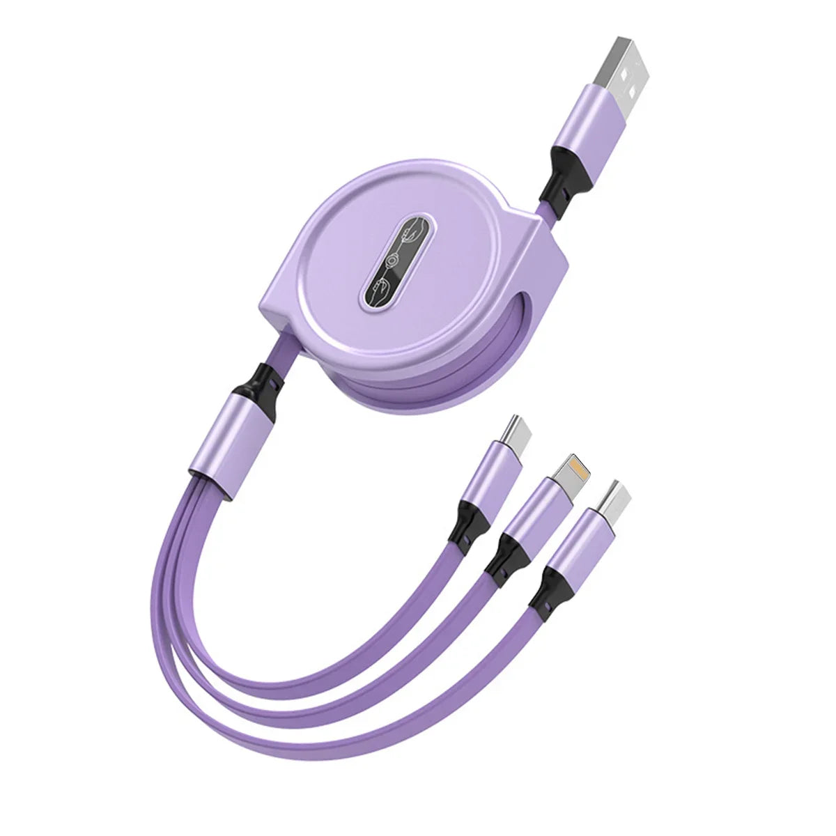 3 In 1 Retractable USB Cable Fast Charging Data Cord For Iphone Samsung Huawei Xiaomi Multi Port Multiple Charging Wire 05 1M