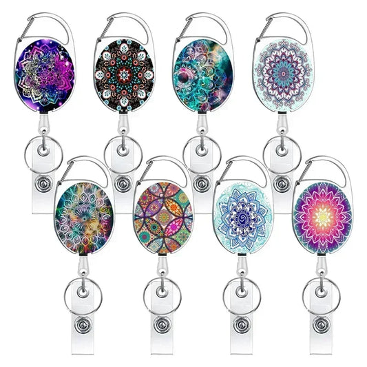 2025 Student Print Office Lanyard Clip Keychain Name Tag Holder Keyring ID Card Keyring Rope Reel Retract Pull Keychain Badge