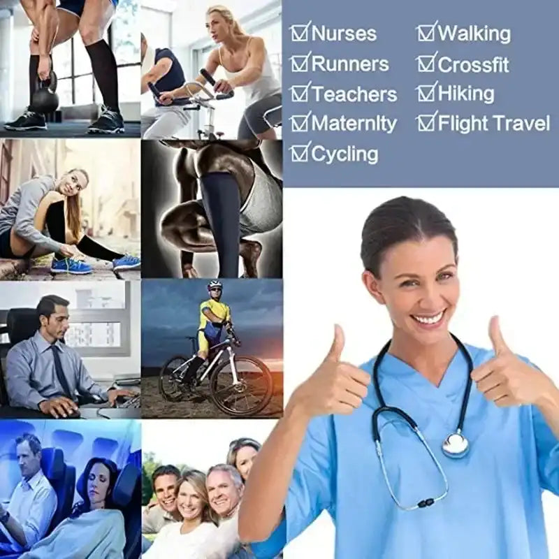 Unisex Compression Socks for Promoting Blood Circulation, Reducing Leg Pain, and Supporting oxygenation while on feet for long periods of time