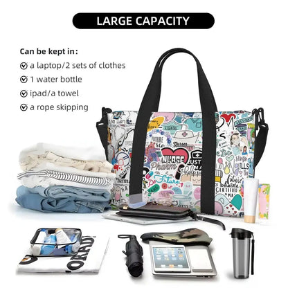 Custom Proud To Be A Nurse Grocery Shopping Tote Bag Women Big Capacity Health Care Nursing Gym Beach Travel Bags