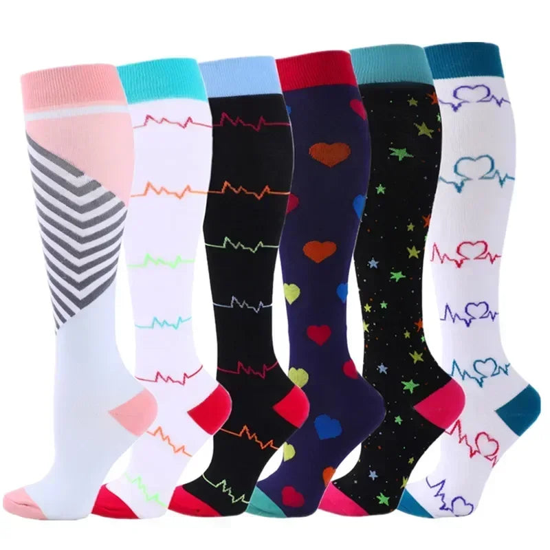 6 Pairs Compression Socks for Men & Women – Ideal for Running, Soccer, Leggings, and Nurses – Pressure Support