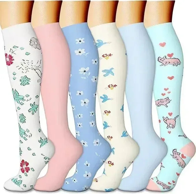 6 Pairs of Men and Women Compression Socks - Ideal for Running, Soccer, and Everyday Comfort!