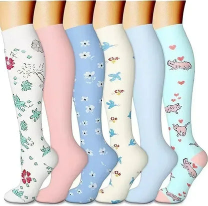 Unisex Compression Socks for Walking, Running, long shifts : 6 Pairs