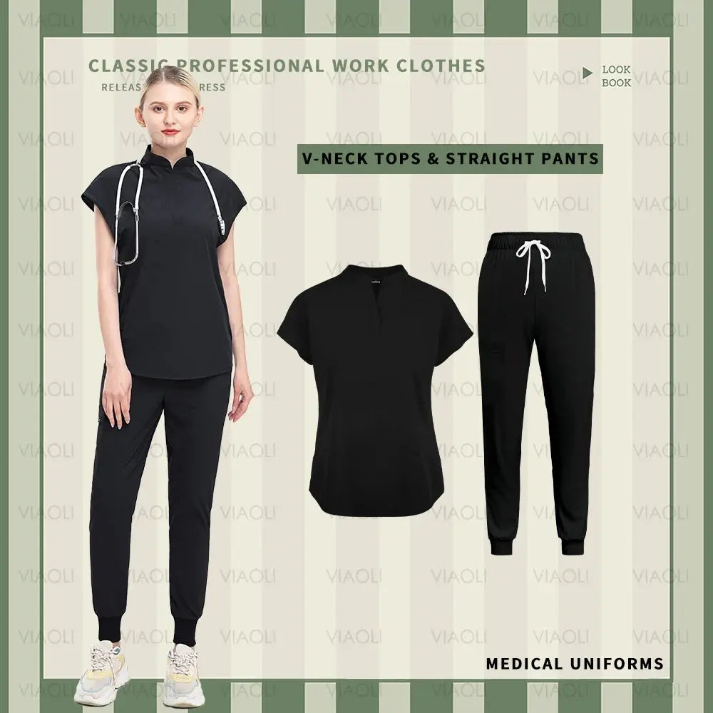 Solid Scrubs for Nurses, Doctors, and Techs. Top and Bottom Medical Scrubs Sets - Healthcare Vibes