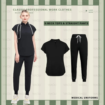 Solid Scrubs for Nurses, Doctors, and Techs. Top and Bottom Medical Scrubs Sets - Healthcare Vibes