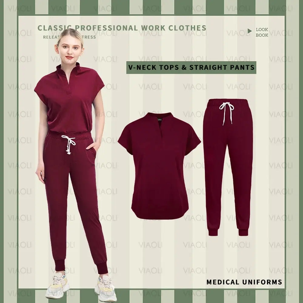 Solid Scrubs for Nurses, Doctors, and Techs. Top and Bottom Medical Scrubs Sets - Healthcare Vibes