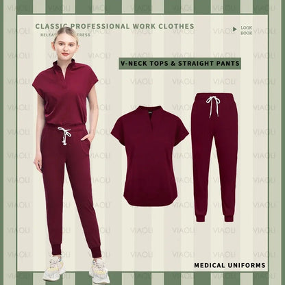 Solid Scrubs for Nurses, Doctors, and Techs. Top and Bottom Medical Scrubs Sets - Healthcare Vibes