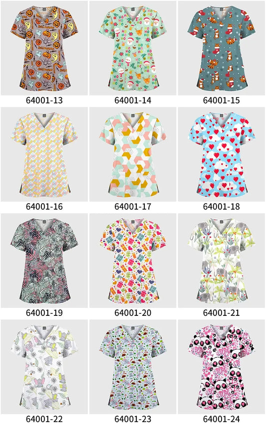 Stylish Women's Printed Scrub Tops: Size: S, M, L, XL, XXL - Healthcare Vibes