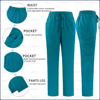 Surgical Uniforms Woman Nursing Sets Pocket Top Straight Pants Medical Nurse Uniform Scrubs Clinical Beauty Salon Hospital Suits - Healthcare Vibes