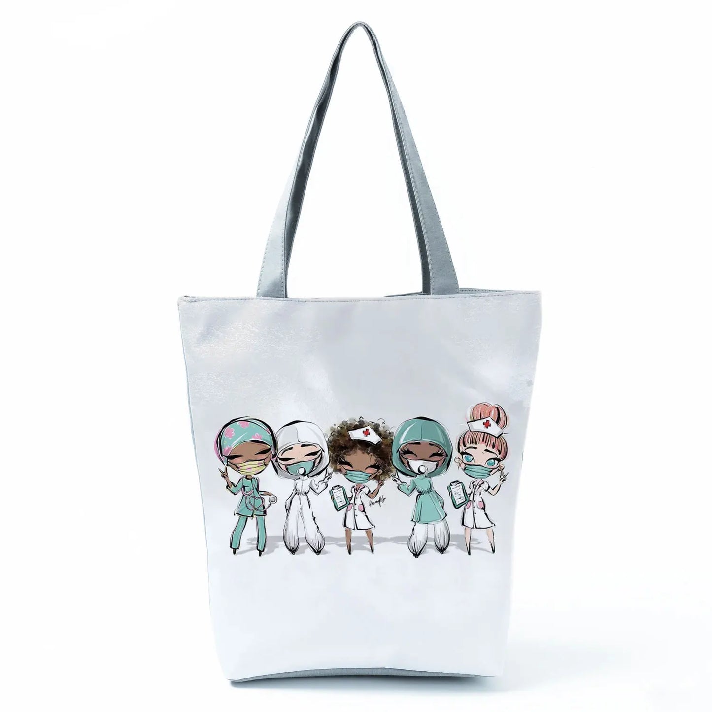 Fashion Tote Customized Cartoon Dentist Nurse Shoulder Bag Eco Reusable Shopping Bag Ladies Handbags for Women Casual Portable - Healthcare Vibes