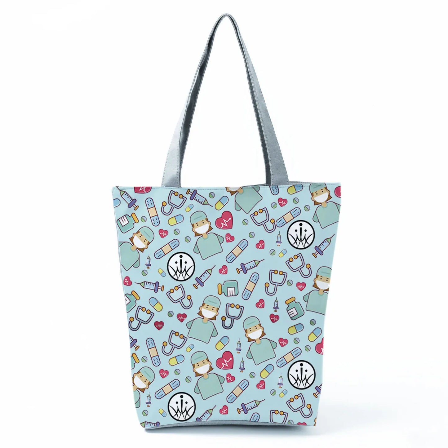 Fashion Tote Customized Cartoon Dentist Nurse Shoulder Bag Eco Reusable Shopping Bag Ladies Handbags for Women Casual Portable - Healthcare Vibes