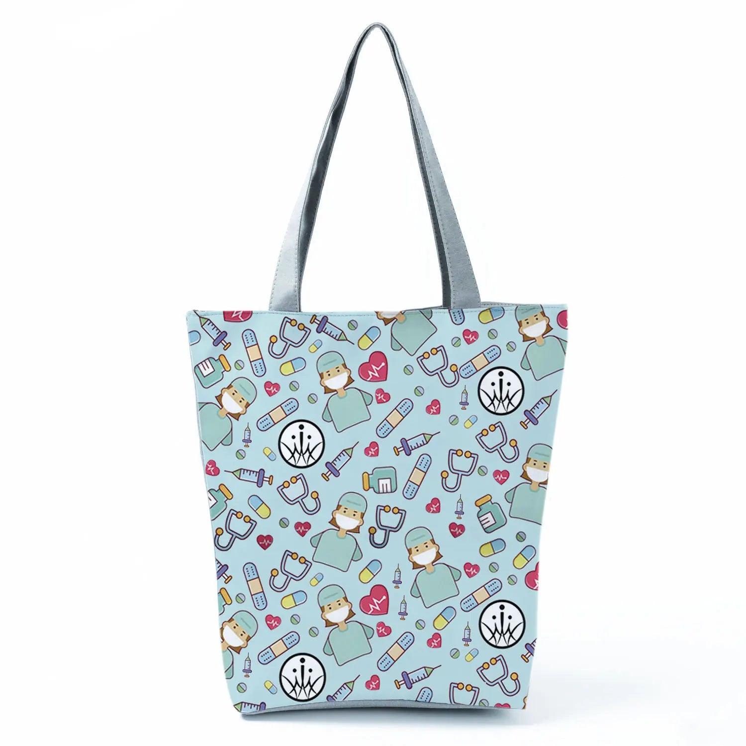 Fashion Tote Customized Cartoon Dentist Nurse Shoulder Bag Eco Reusable Shopping Bag Ladies Handbags for Women Casual Portable - Healthcare Vibes