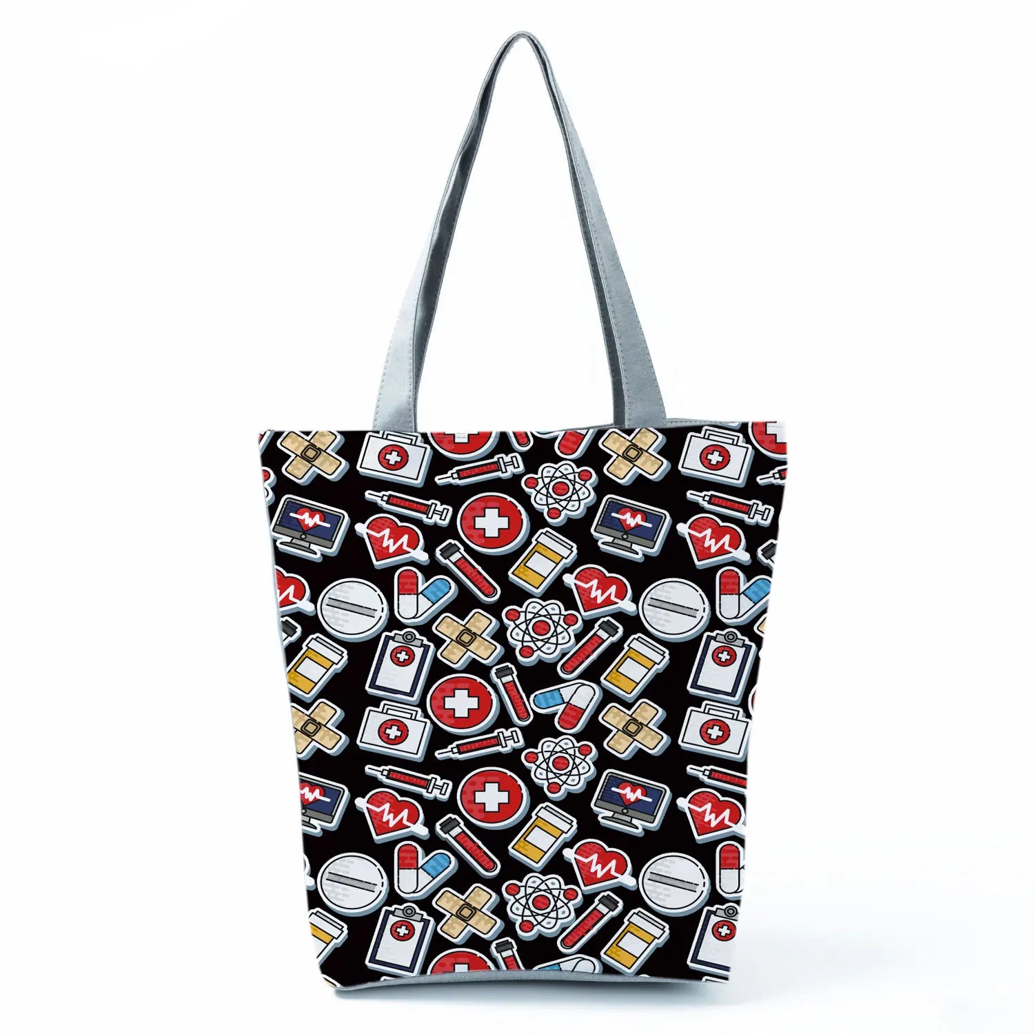 Fashion Tote Customized Cartoon Dentist Nurse Shoulder Bag Eco Reusable Shopping Bag Ladies Handbags for Women Casual Portable - Healthcare Vibes