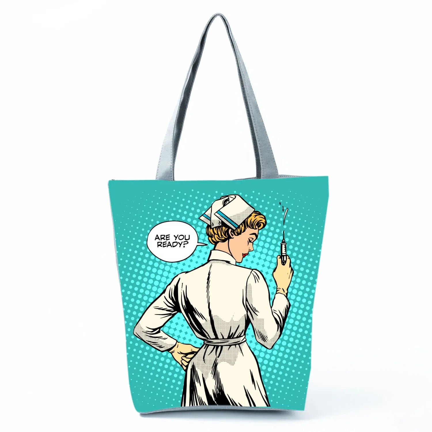 Fashion Tote Customized Cartoon Dentist Nurse Shoulder Bag Eco Reusable Shopping Bag Ladies Handbags for Women Casual Portable - Healthcare Vibes