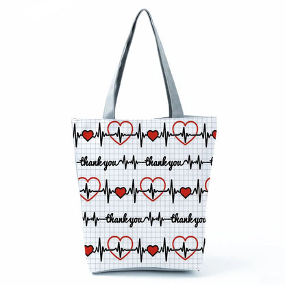 Fashion Tote Customized Cartoon Dentist Nurse Shoulder Bag Eco Reusable Shopping Bag Ladies Handbags for Women Casual Portable - Healthcare Vibes