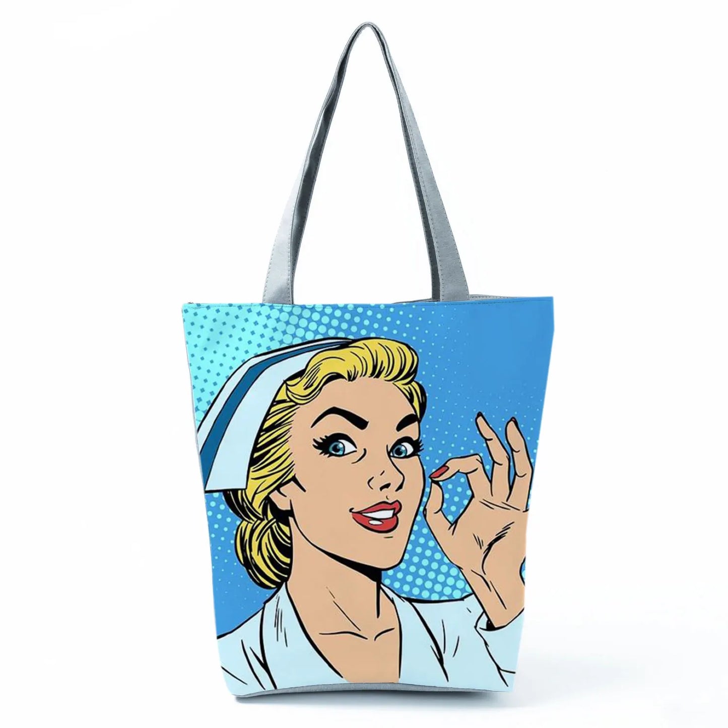 Fashion Tote Customized Cartoon Dentist Nurse Shoulder Bag Eco Reusable Shopping Bag Ladies Handbags for Women Casual Portable - Healthcare Vibes