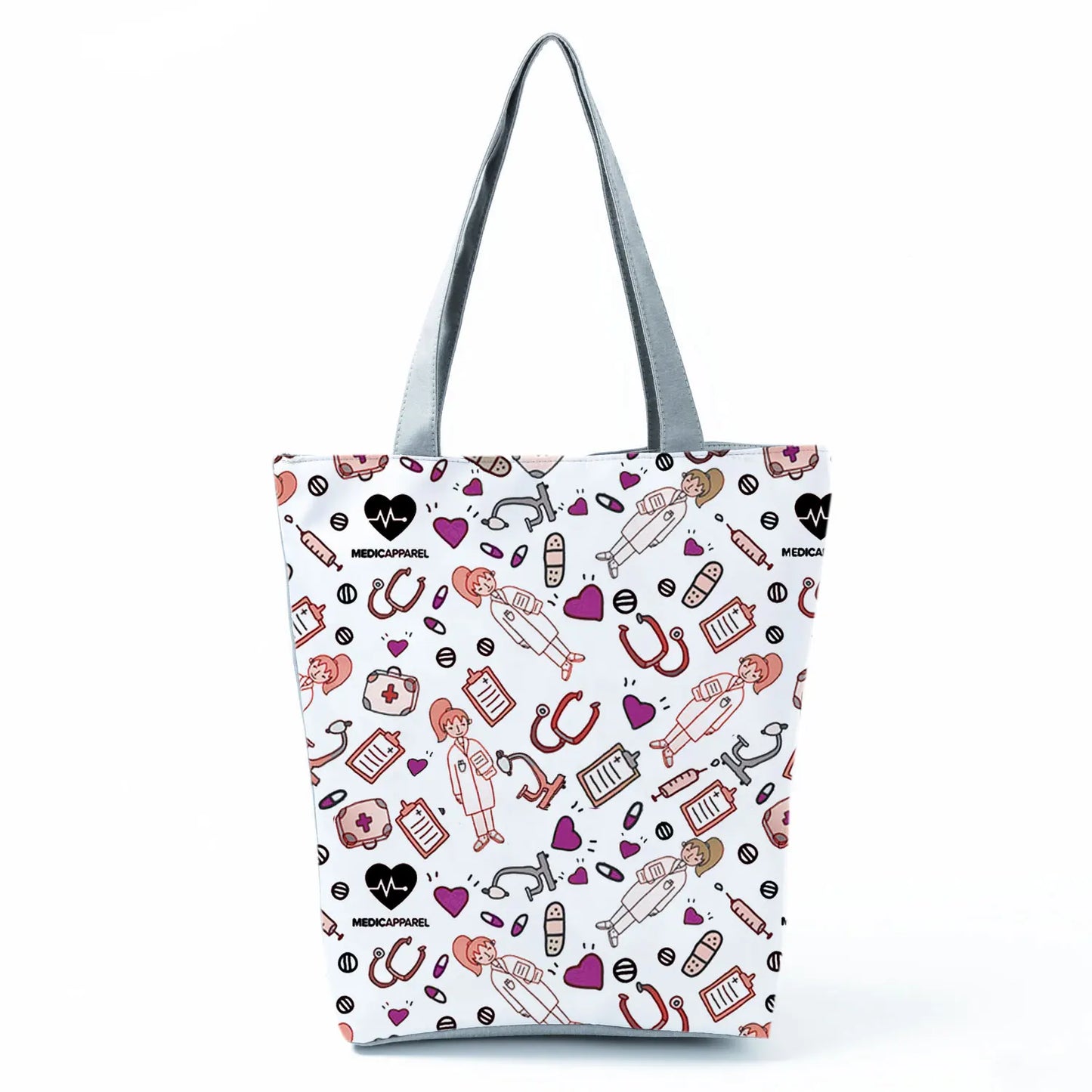 Fashion Tote Customized Cartoon Dentist Nurse Shoulder Bag Eco Reusable Shopping Bag Ladies Handbags for Women Casual Portable - Healthcare Vibes