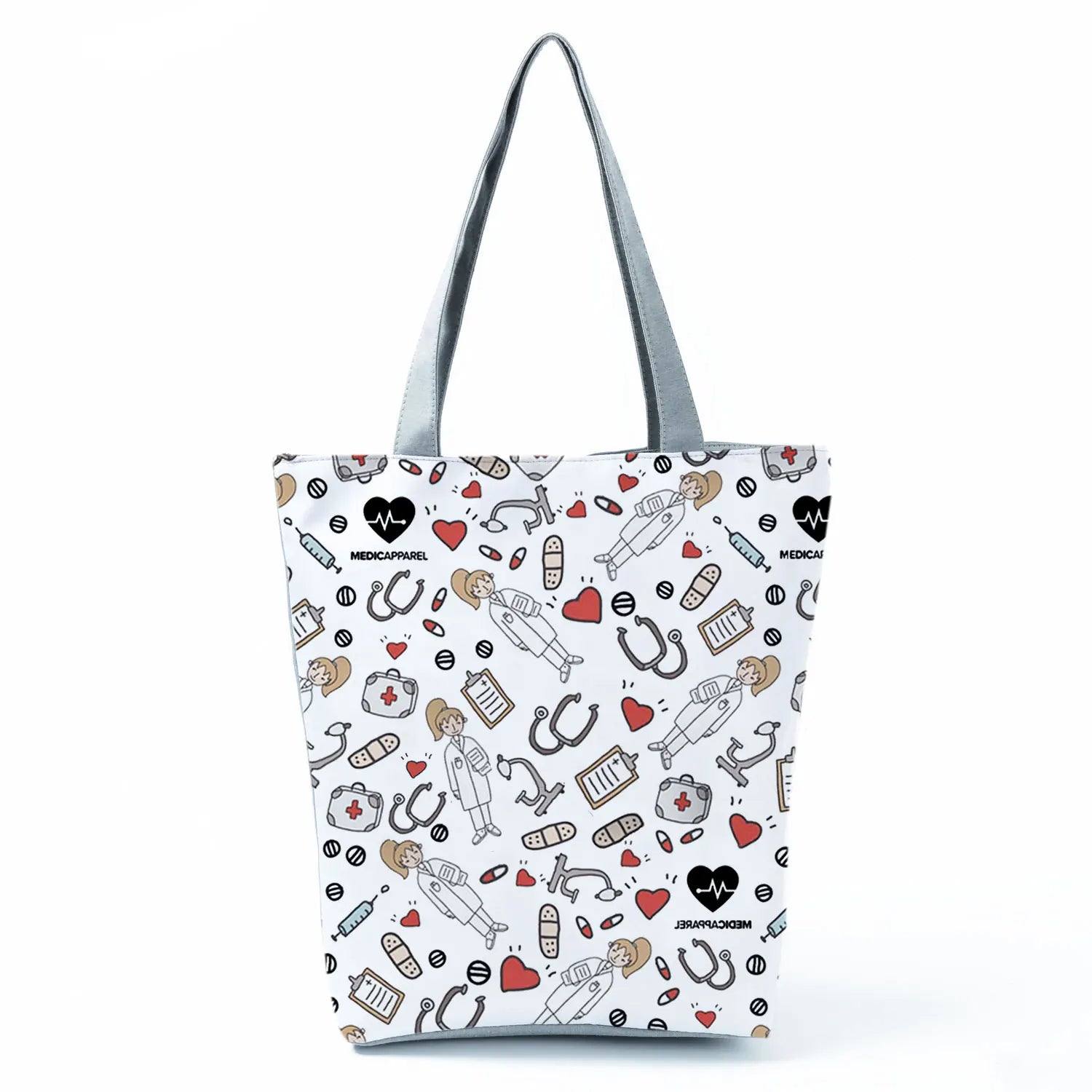 Fashion Tote Customized Cartoon Dentist Nurse Shoulder Bag Eco Reusable Shopping Bag Ladies Handbags for Women Casual Portable - Healthcare Vibes