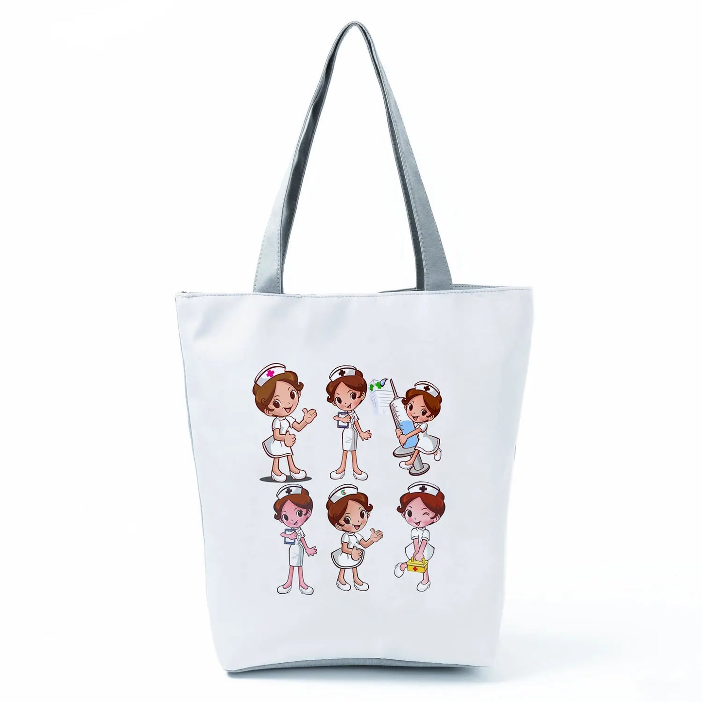 Fashion Tote Customized Cartoon Dentist Nurse Shoulder Bag Eco Reusable Shopping Bag Ladies Handbags for Women Casual Portable - Healthcare Vibes
