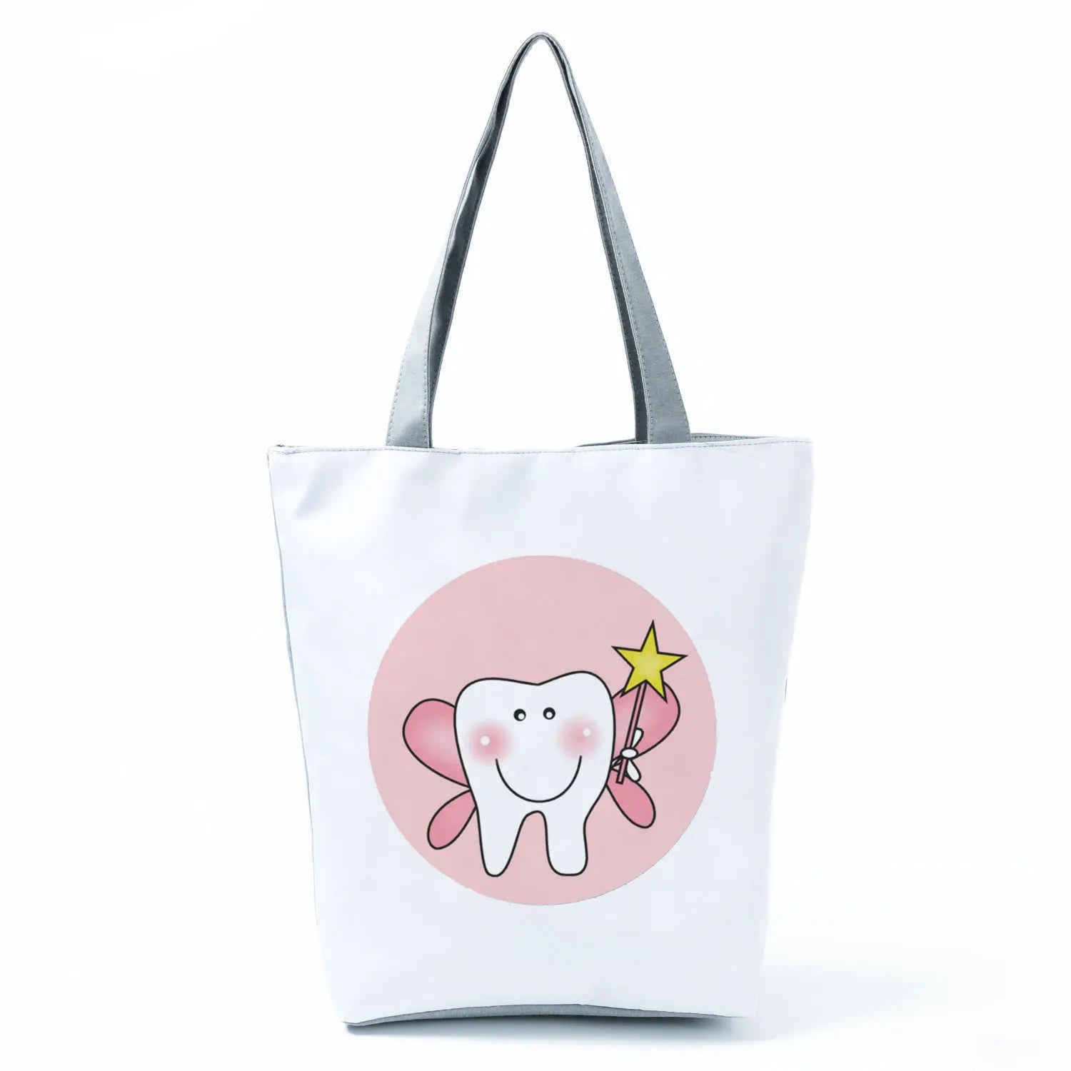 Cartoon Ladies Nurse Print Handbags Foldable High Capacity Women Shoulder Bags Eco Reusable Shopping Bags Travel Beach Tote Bags - Healthcare Vibes