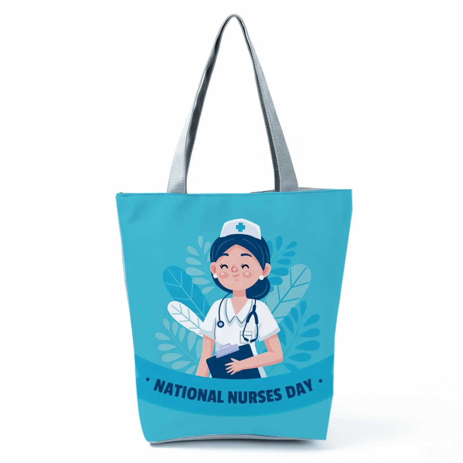 Cartoon Ladies Nurse Print Handbags Foldable High Capacity Women Shoulder Bags Eco Reusable Shopping Bags Travel Beach Tote Bags - Healthcare Vibes