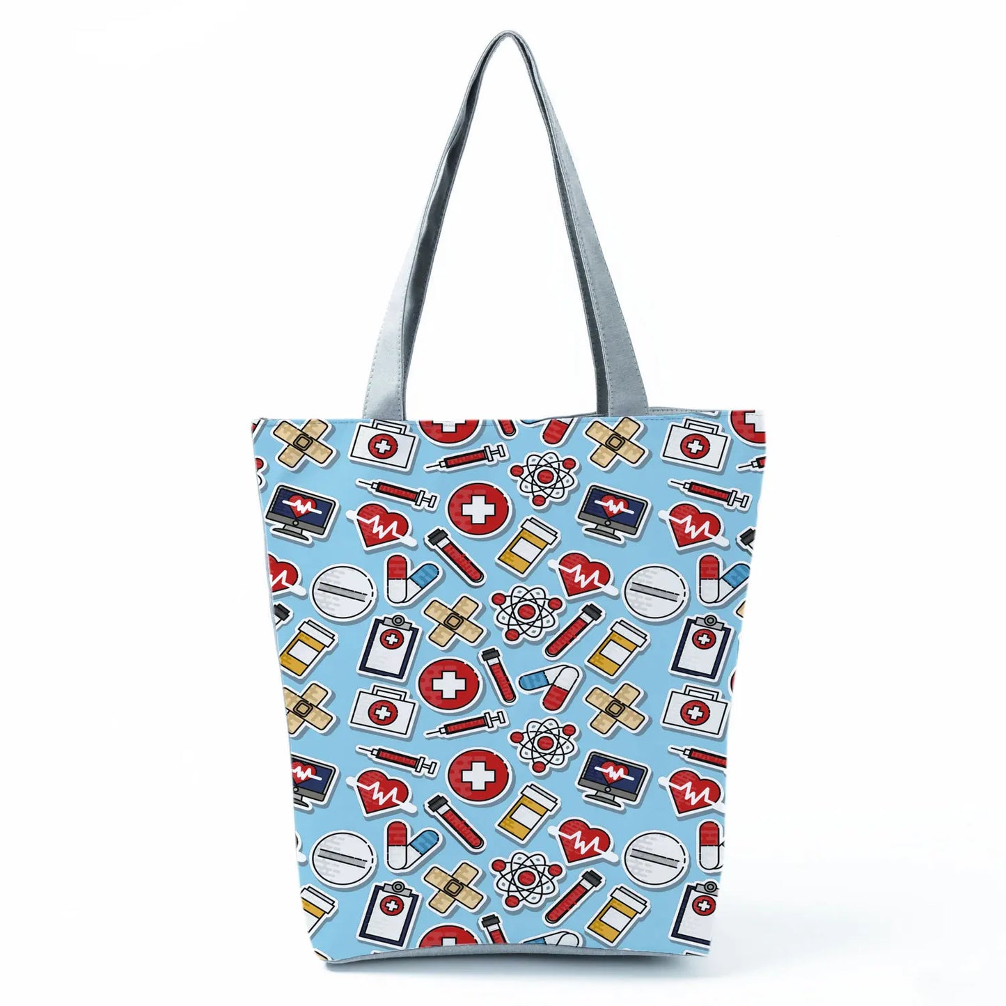 Fashion Tote Customized Cartoon Dentist Nurse Shoulder Bag Eco Reusable Shopping Bag Ladies Handbags for Women Casual Portable - Healthcare Vibes