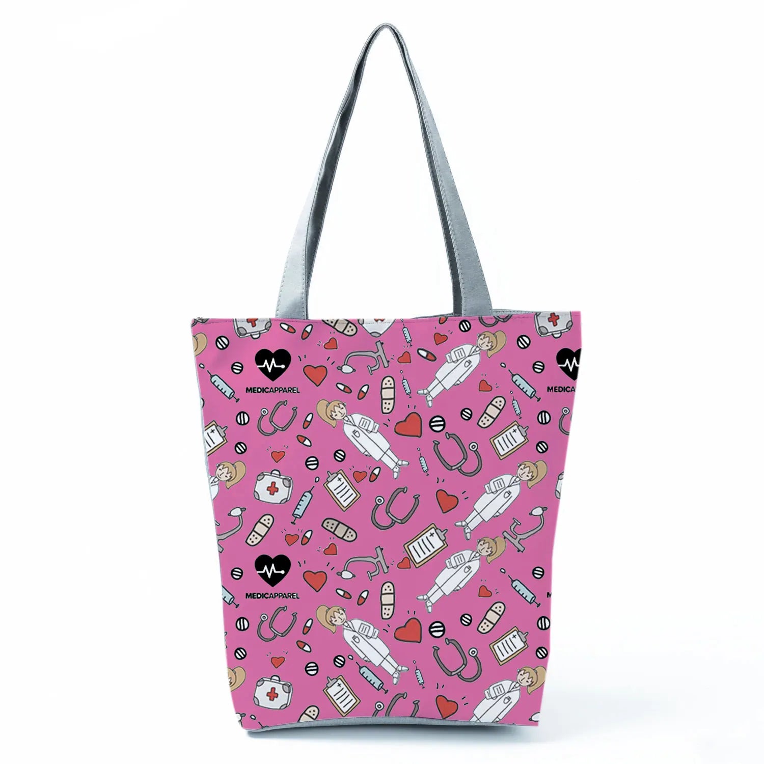 Fashion Tote Customized Cartoon Dentist Nurse Shoulder Bag Eco Reusable Shopping Bag Ladies Handbags for Women Casual Portable - Healthcare Vibes