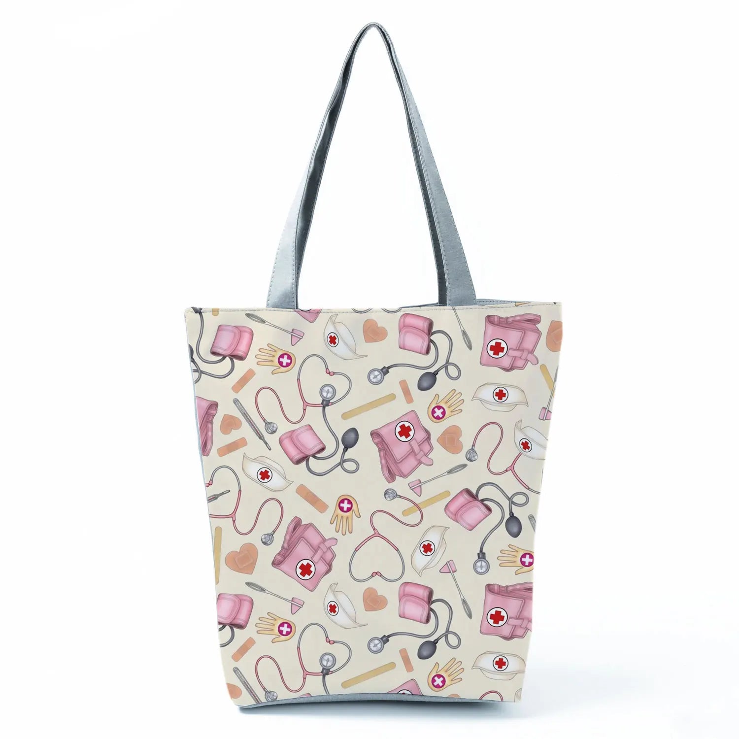 Fashion Tote Customized Cartoon Dentist Nurse Shoulder Bag Eco Reusable Shopping Bag Ladies Handbags for Women Casual Portable - Healthcare Vibes