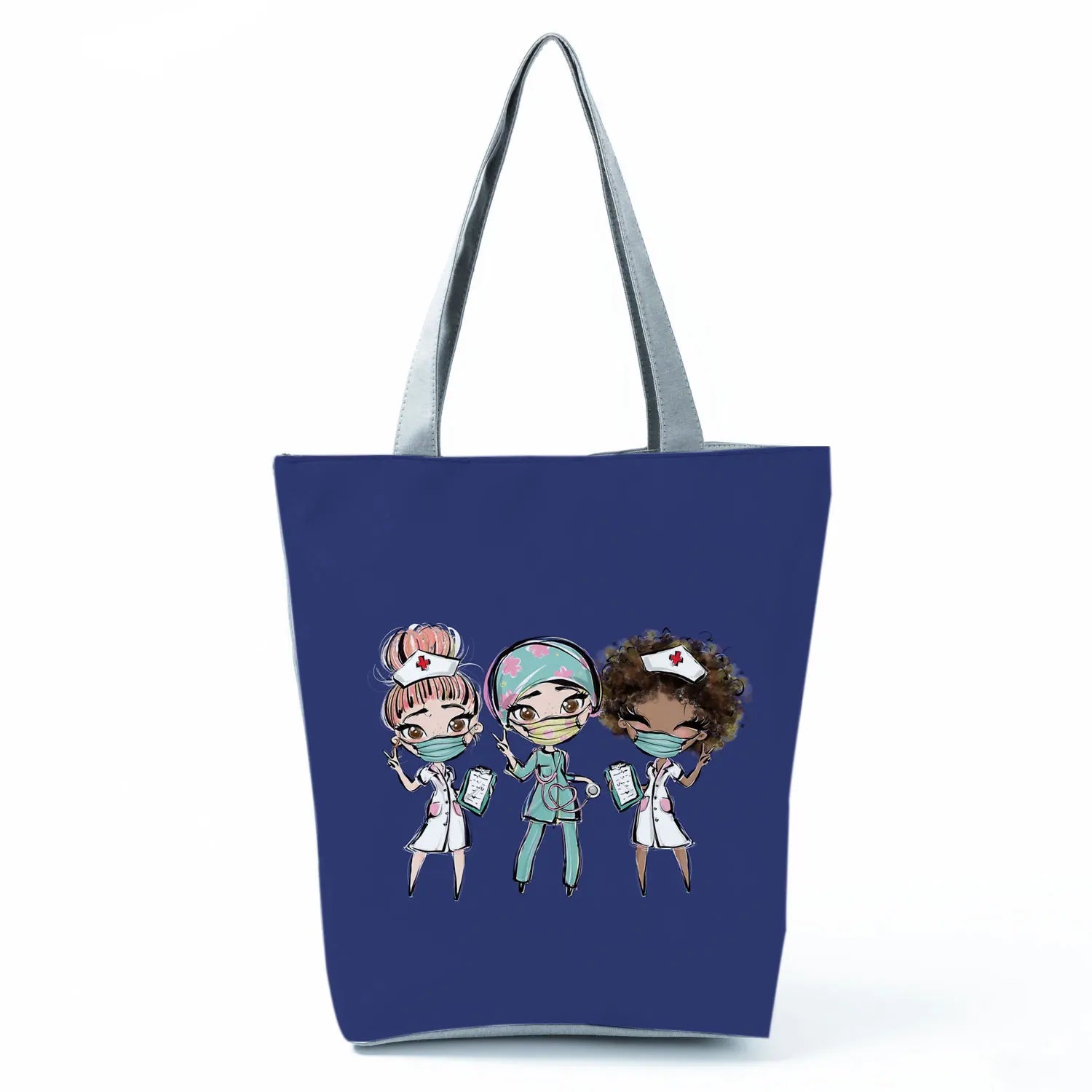 Fashion Tote Customized Cartoon Dentist Nurse Shoulder Bag Eco Reusable Shopping Bag Ladies Handbags for Women Casual Portable - Healthcare Vibes