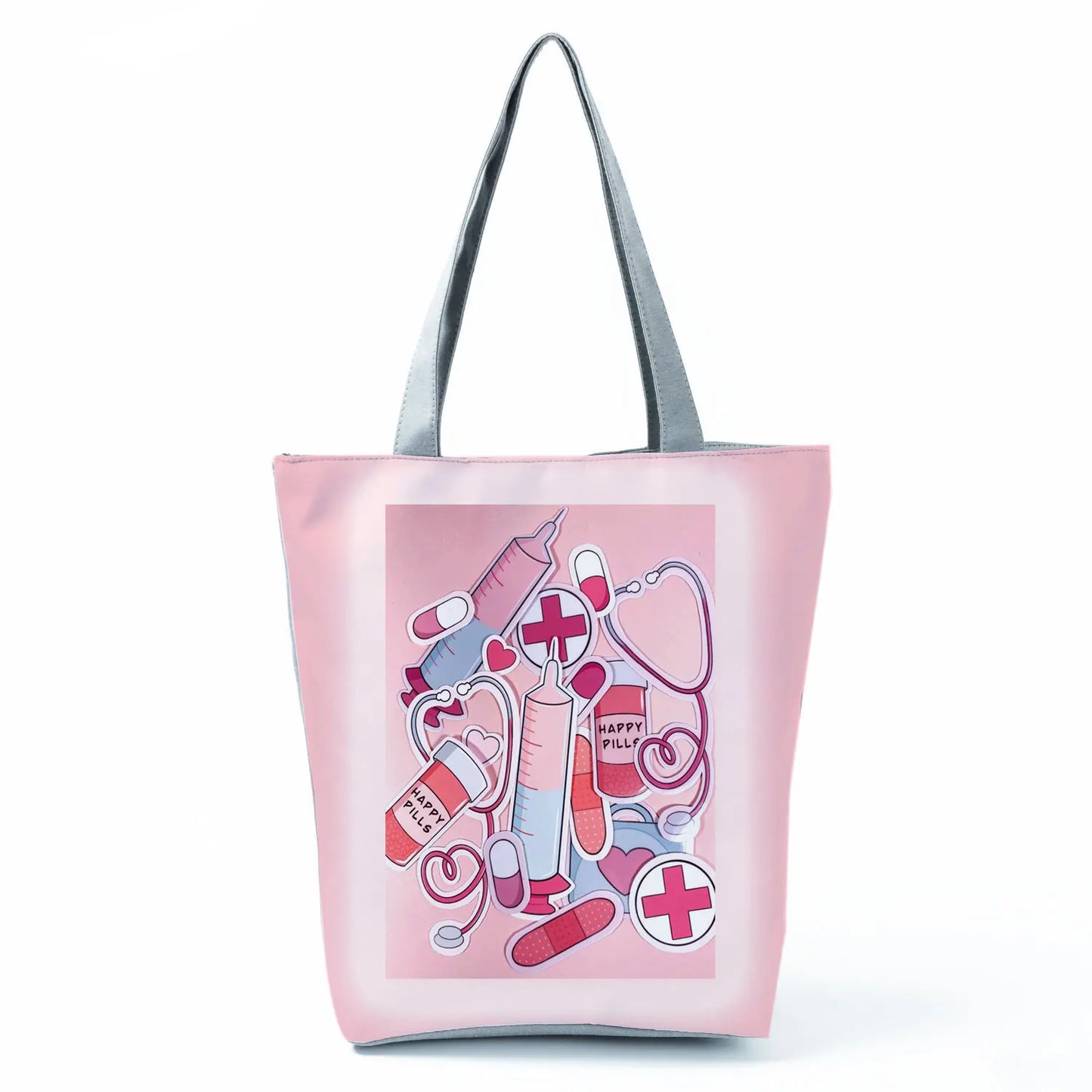 Fashion Tote Customized Cartoon Dentist Nurse Shoulder Bag Eco Reusable Shopping Bag Ladies Handbags for Women Casual Portable - Healthcare Vibes