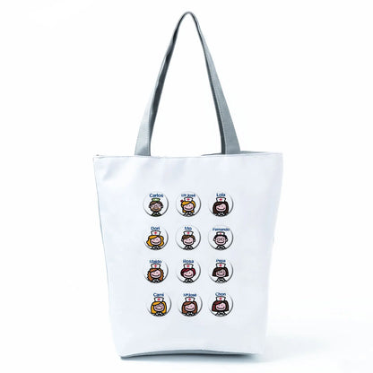 Cartoon Ladies Nurse Print Handbags Foldable High Capacity Women Shoulder Bags Eco Reusable Shopping Bags Travel Beach Tote Bags - Healthcare Vibes