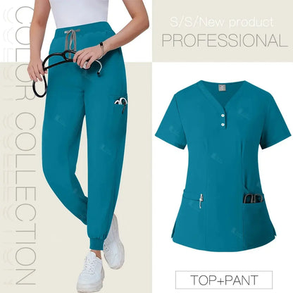 Short Sleeved, V-neck, Nurse Uniforms, Scrubs Set, Healthcare Uniforms - Healthcare Vibes