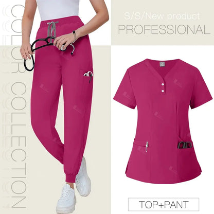 Short Sleeved, V-neck, Nurse Uniforms, Scrubs Set, Healthcare Uniforms - Healthcare Vibes