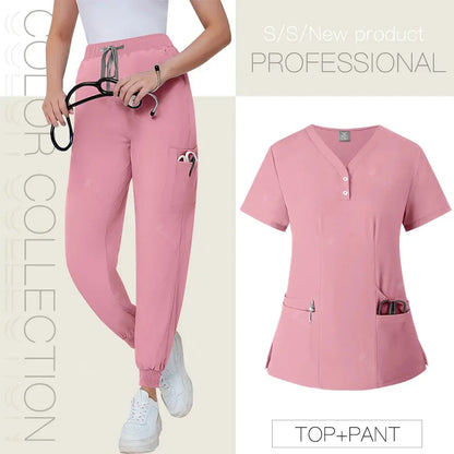 Short Sleeved, V-neck, Nurse Uniforms, Scrubs Set, Healthcare Uniforms - Healthcare Vibes