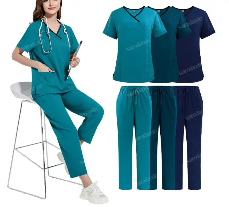 Medical Scrubs Set, Hospital Uniforms with Pockets - Healthcare Vibes