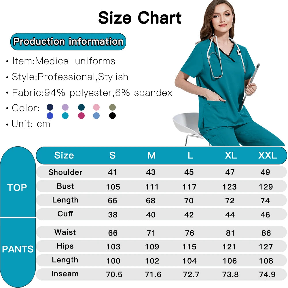 Medical Scrubs Set, Hospital Uniforms with Pockets - Healthcare Vibes