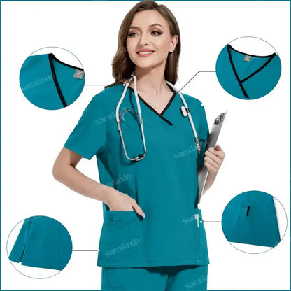 Medical Scrubs Set, Hospital Uniforms with Pockets - Healthcare Vibes