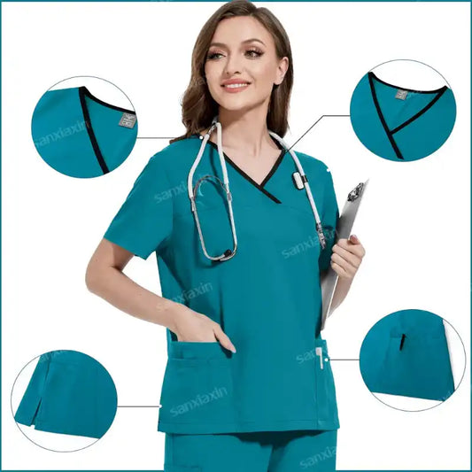 Medical Scrubs Set, Hospital Uniforms with Pockets - Healthcare Vibes