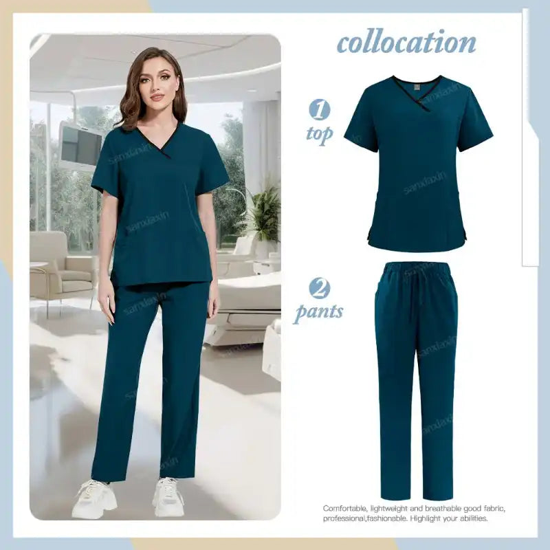 Medical Scrubs Set, Hospital Uniforms with Pockets - Healthcare Vibes