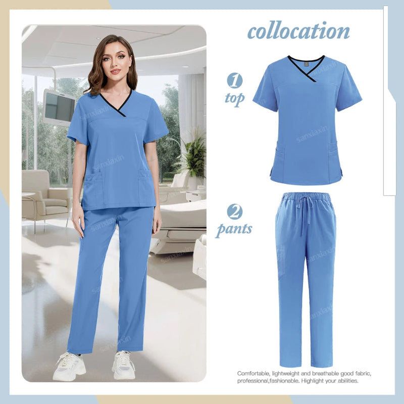 Medical Scrubs Set, Hospital Uniforms with Pockets - Healthcare Vibes
