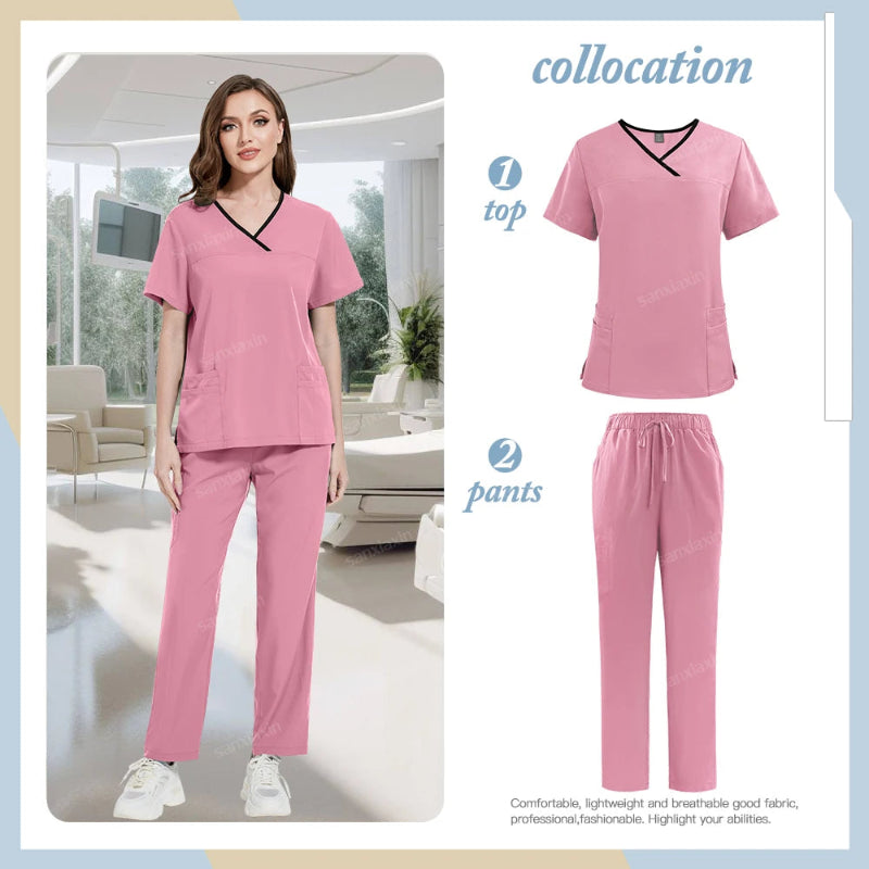 Medical Scrubs Set, Hospital Uniforms with Pockets - Healthcare Vibes