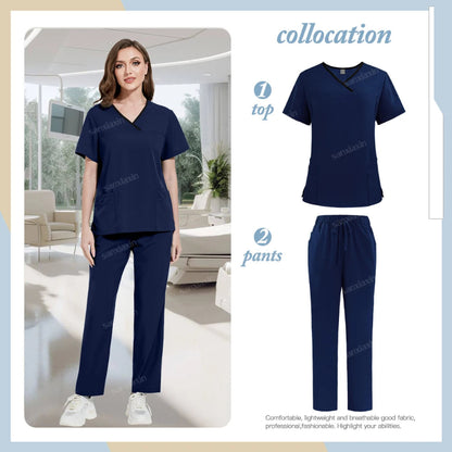 Medical Scrubs Set, Hospital Uniforms with Pockets - Healthcare Vibes