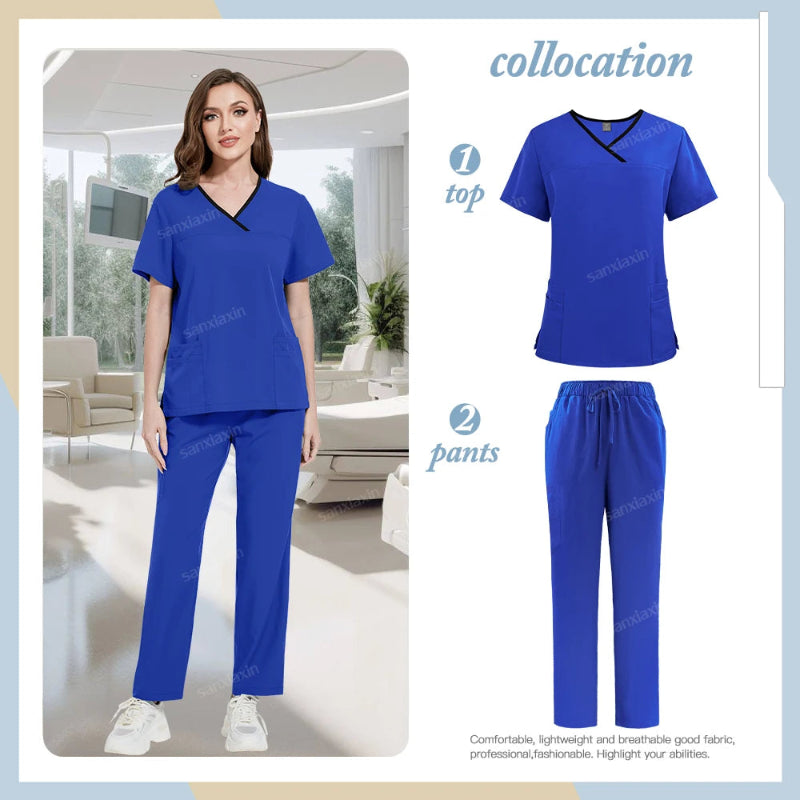 Medical Scrubs Set, Hospital Uniforms with Pockets - Healthcare Vibes