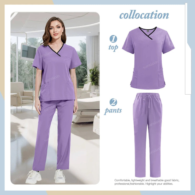 Medical Scrubs Set, Hospital Uniforms with Pockets - Healthcare Vibes